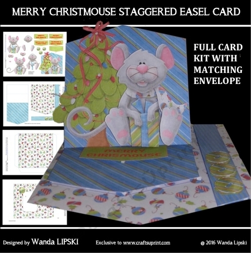 MERRY CHRISTMOUSE STAGGERED EASEL CHRISTMAS CARD