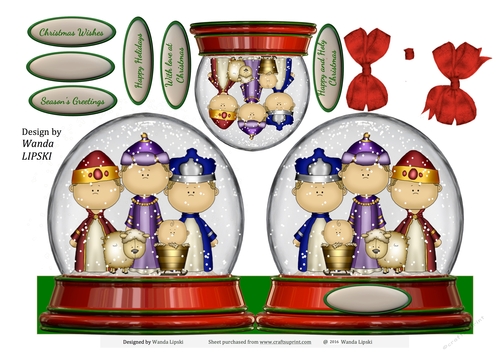 SNOW GLOBE 3 KINGS QUICK CHRISTMAS CARD