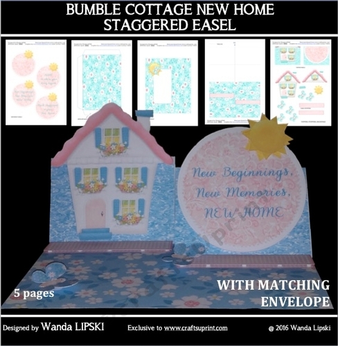 BUMBLE COTTAGE NEW HOME STAGGERED EASEL CARD
