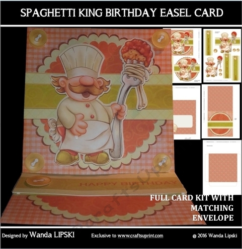 SPAGHETTI KING BIRTHDAY EASEL CARD