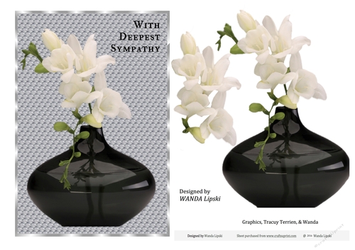 VASE OF FREESIA SYMPATHY CARD FRONT