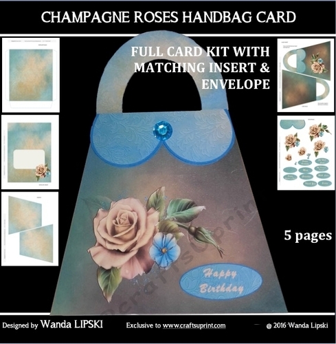 CHAMPAGNE ROSES HANDBAG CARD