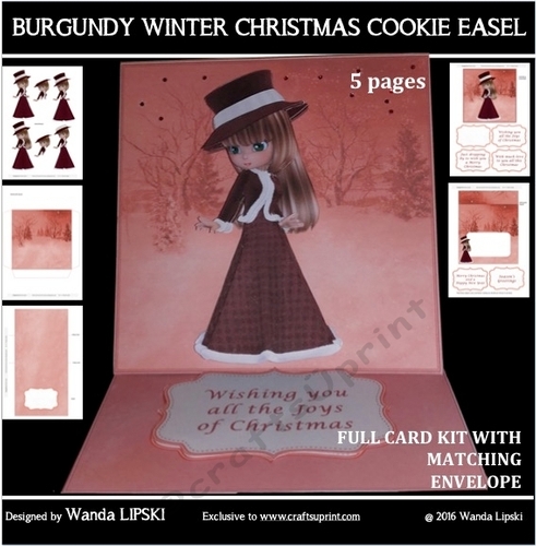 BURGUNDY WINTER CHRISTMAS COOKIE EASEL