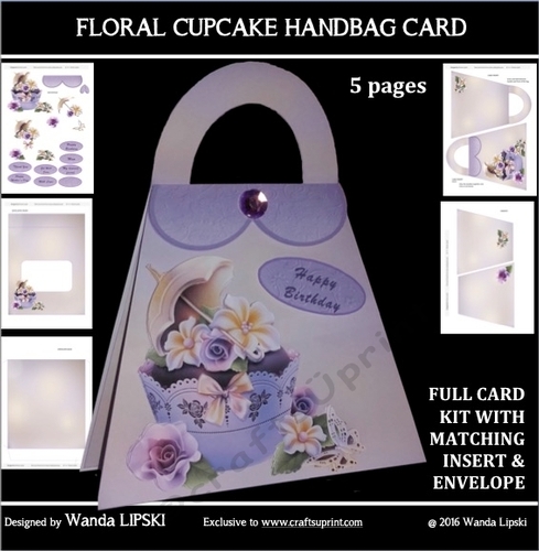 FLORAL CUPCAKE HANDBAG  CARD