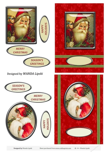 2 X QUICK VINTAGE CHRISTMAS CARD FRONTS