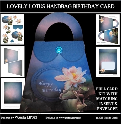 LOVELY LOTUS HANDBAG BIRTHHDAY CARD