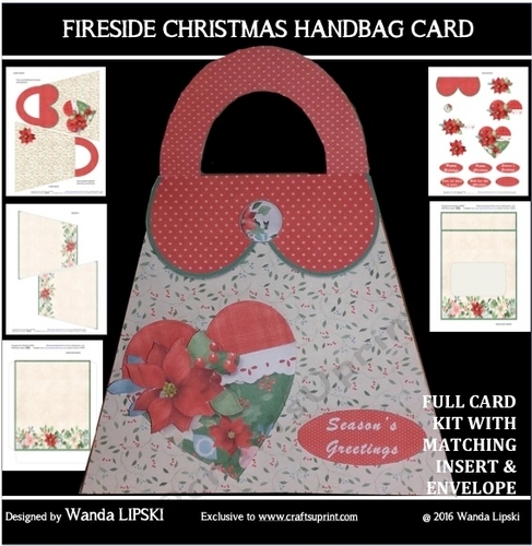 FIRESIDE CHRISTMAS HANDBAG CARD 