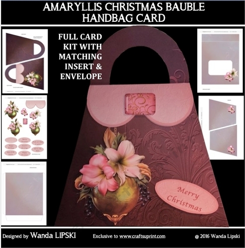 AMARYLLIS CHRISTMAS BAUBLE HANDBAG CARD