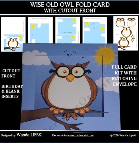 WISE OWL FOLD CARD WITH CUT OUTS