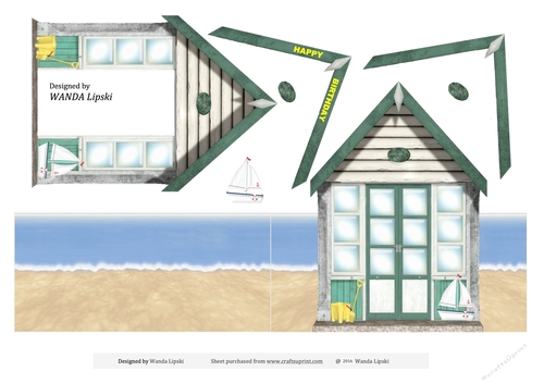 GREEN BEACH HUT QUICK & EASY BIRTHDAY CARD