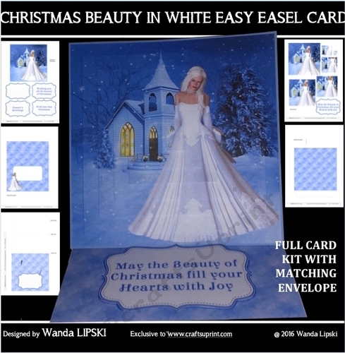CHRISTMAS BEAUTY IN WHITE EASY EASEL CARD