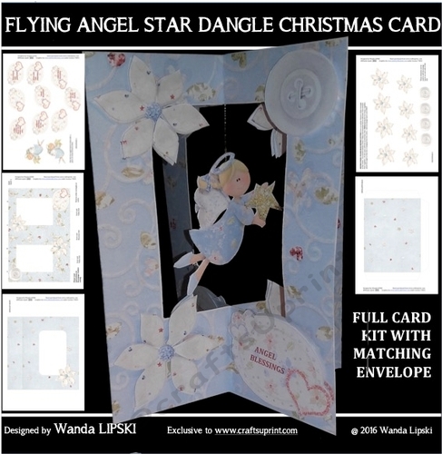 FLYING ANGEL STAR DANGLE CHRISTMAS CARD