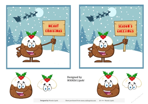 2 x PERKY PUDDINGS CHRISTMAS TOPPER