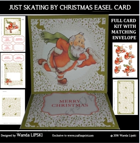 JUST SKATING BY CHRISTMAS EASEL CARD