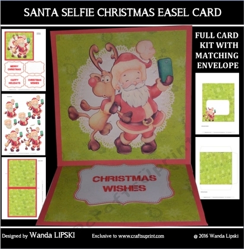 SANTA SELFIE CHRISTMAS EASEL CARD
