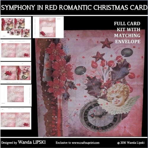 SYMPHONY IN RED VINTAGE CHRISTMAS FOLD CARD