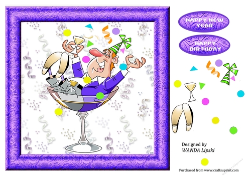 HES CELEBRATING (THE NEW YEAR) 8 x 8 TOPPER