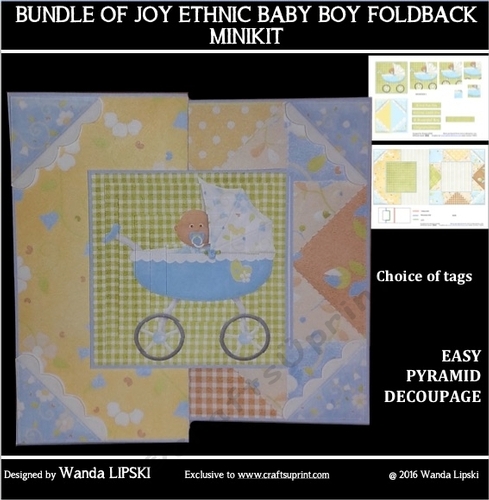BUNDLE OF JOY ETHNIC BABY BOY FOLDBACK MINI KIT with easy pyramid decoupage