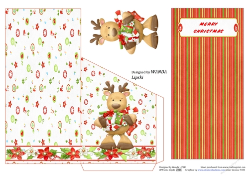 HO HO HO REINDEER 1 MONEY HOLDER CARD