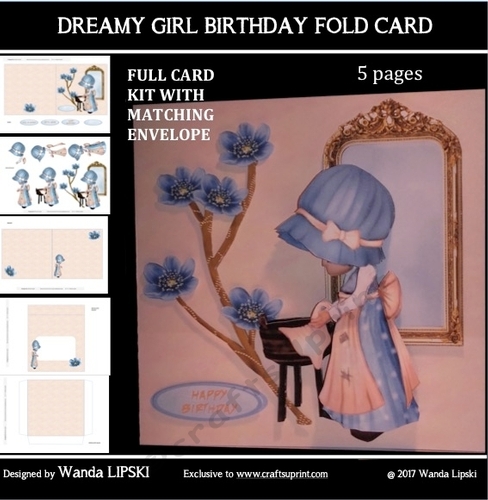 DREAMY GIRL BIRTHDAY FOLD CARD KIT