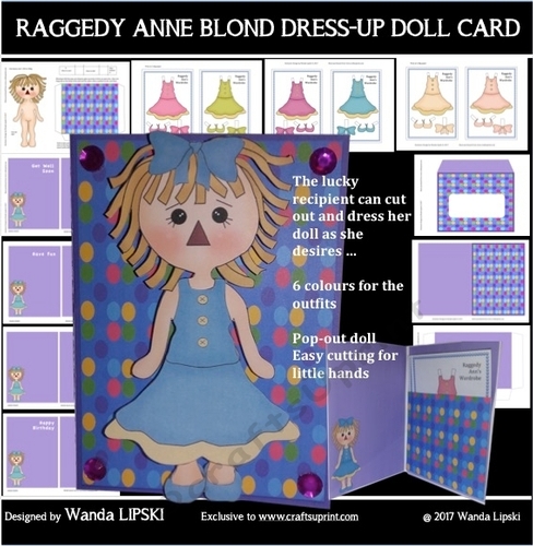 RAGGEDY ANNE BLOND DRESS-UP DOLL ACTIVITY CARD