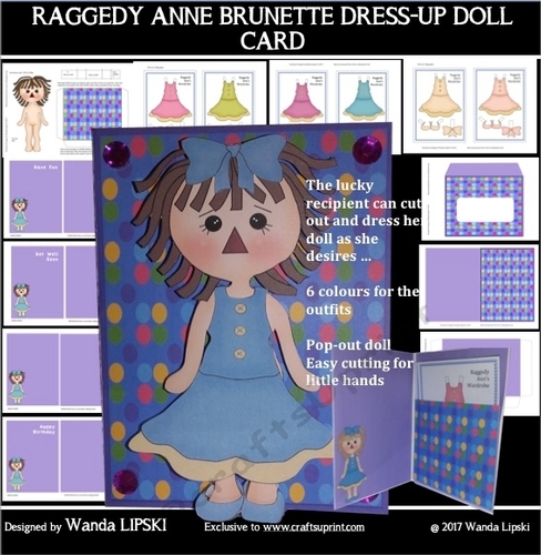 RAGGEDY ANNE BRUNETTE DRESS-UP DOLL ACTIVITY CARD