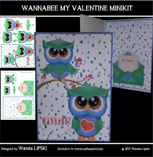 WANNABEE MY VALENTINE LOVE OWLS TOPPER