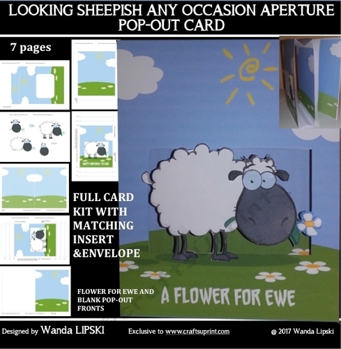 LOOKING SHEEPISH ANY OCCASION POP-OUT APERTURE CARD 