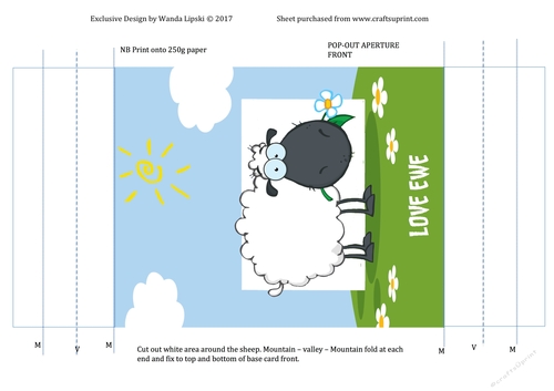 LOOKING SHEEPISH POP-OUT APERTURE CARD ADD-ON - LOVE EWE FRONT