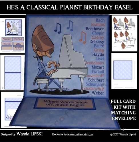 HES A CLASSICAL PIANIST BIRTHDAY EASEL CARD