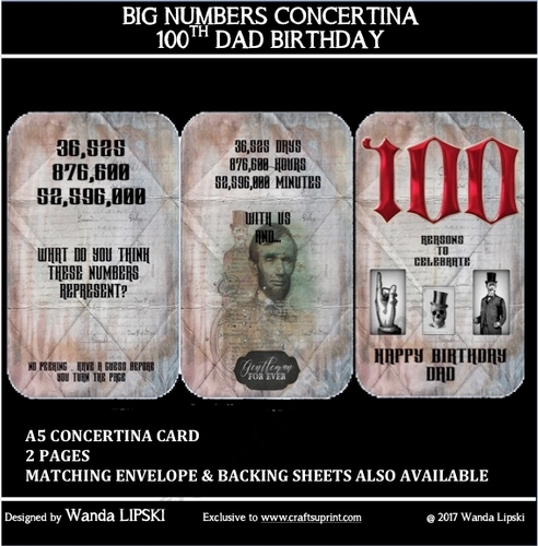 BIG NUMBERS CONCERTINA 100TH DAD BIRTHDAY