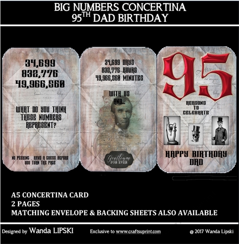 BIG NUMBERS CONCERTINA 95TH DAD BIRTHDAY