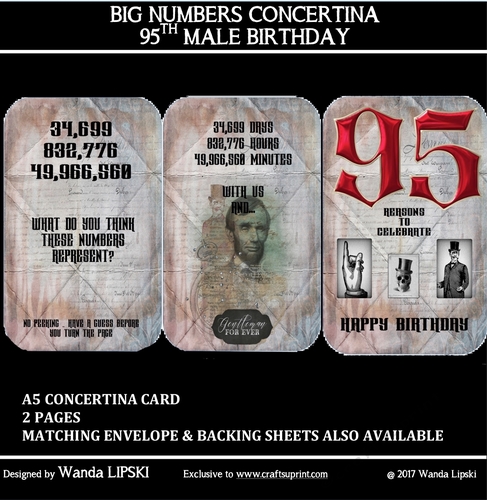 BIG NUMBERS CONCERTINA 95TH MALE BIRTHDAY