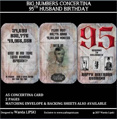 BIG NUMBERS CONCERTINA 95TH HUSBAND BIRTHDAY