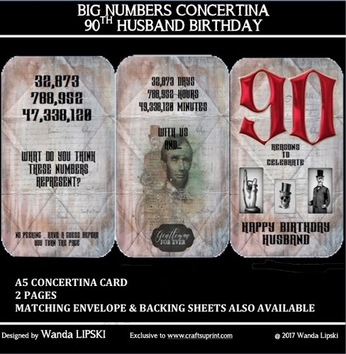 BIG NUMBERS CONCERTINA 90TH HUSBAND BIRTHDAY