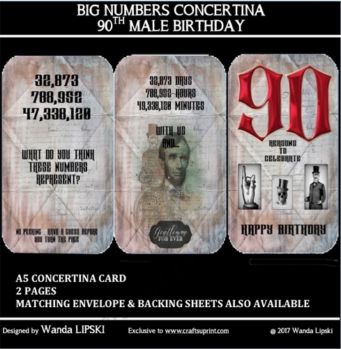BIG NUMBERS CONCERTINA 90TH MALE BIRTHDAY