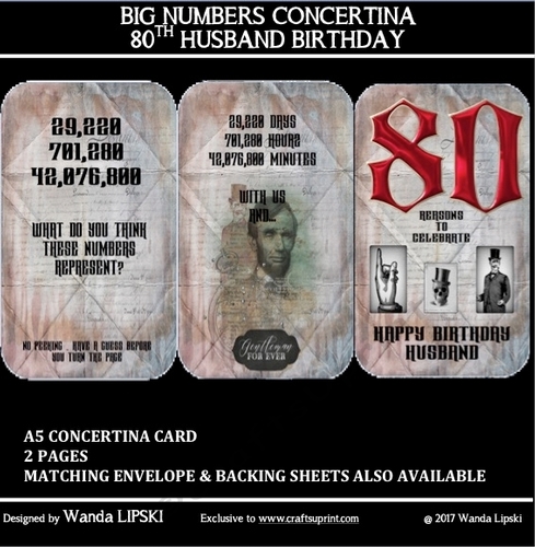 BIG NUMBERS CONCERTINA 80TH HUSBAND BIRTHDAY