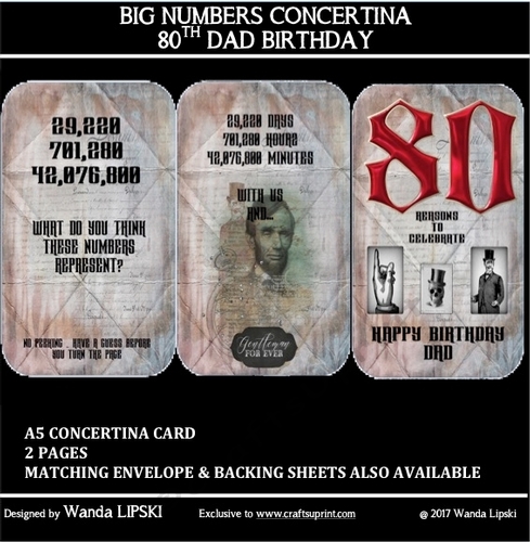 BIG NUMBERS CONCERTINA 80TH DAD BIRTHDAY