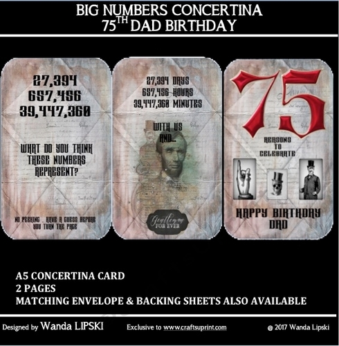 BIG NUMBERS CONCERTINA 75TH DAD BIRTHDAY
