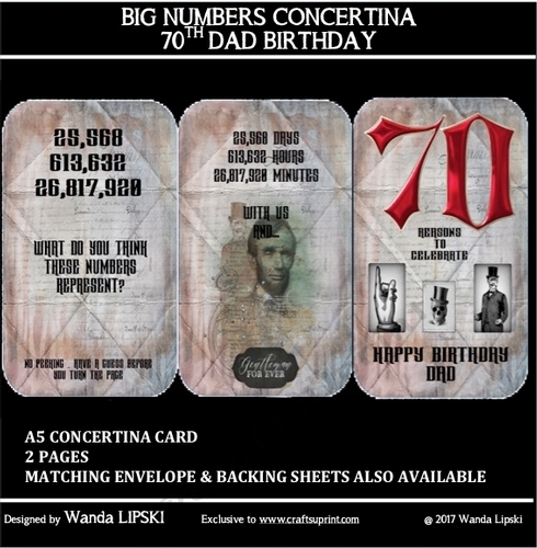 BIG NUMBERS CONCERTINA 70TH DAD BIRTHDAY