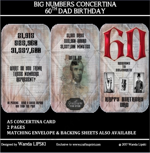 BIG NUMBERS CONCERTINA 60TH DAD BIRTHDAY