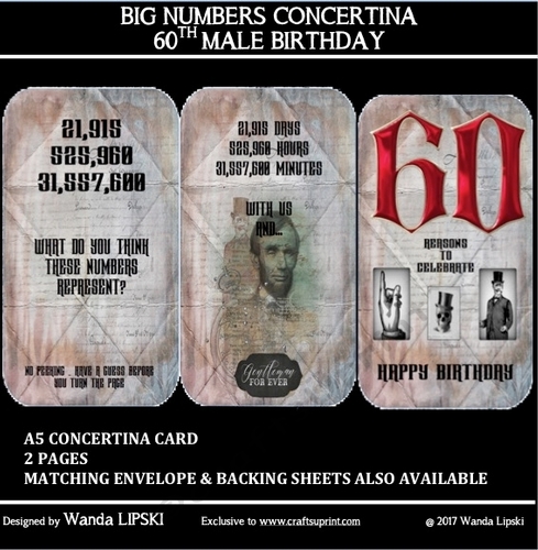 BIG NUMBERS CONCERTINA 60TH MALE BIRTHDAY