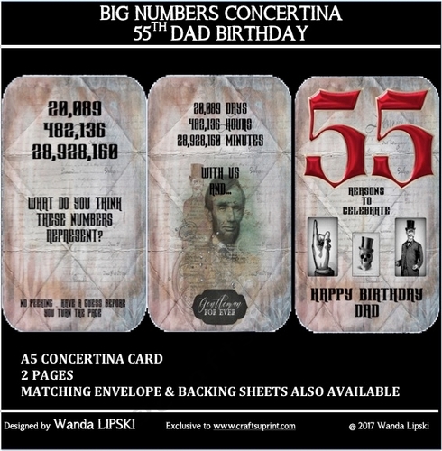 BIG NUMBERS CONCERTINA 55TH DAD BIRTHDAY