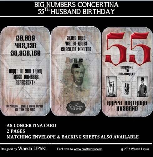 BIG NUMBERS CONCERTINA 55TH HUSBAND BIRTHDAY