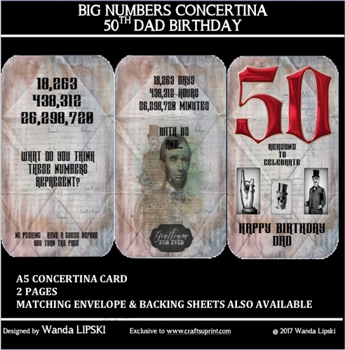 BIG NUMBERS CONCERTINA 50TH DAD BIRTHDAY