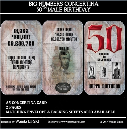 BIG NUMBERS CONCERTINA 50TH MALE BIRTHDAY