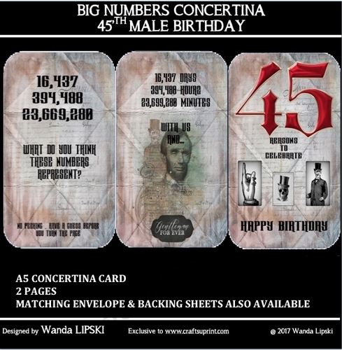 BIG NUMBERS CONCERTINA 45TH MALE BIRTHDAY