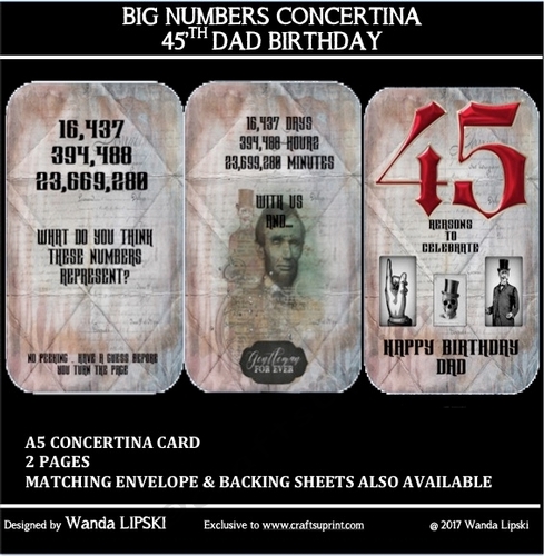 BIG NUMBERS CONCERTINA 45TH DAD BIRTHDAY