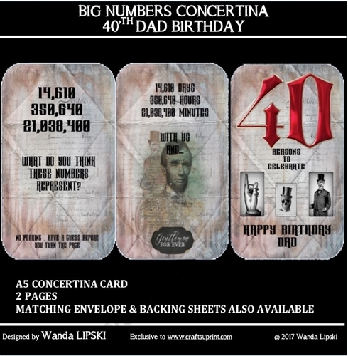 BIG NUMBERS CONCERTINA 40TH DAD BIRTHDAY