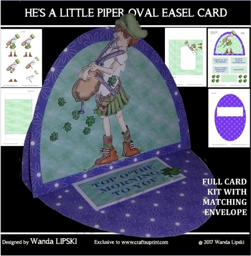 HES A LITTLE PIPER ST PATRICKS OVAL EASEL CARD KIT